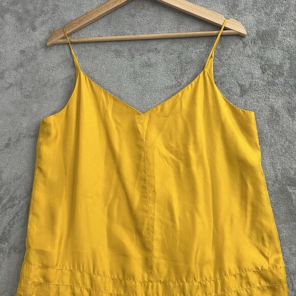 Rag & Bone Dune Romper Womens 6 Old Gold Silk Casual Spaghetti Strap V-Neck USA - Picture 6 of 12